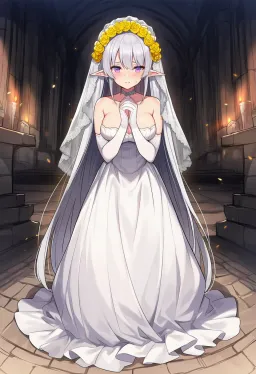Andromeda robed as a sacrificial bride in a candlelit temple